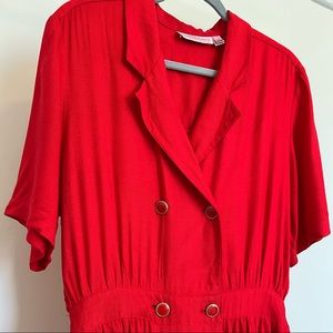 80s Vintage Red Button Midi Dress Size Large or XL